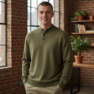 Thelonious C merino wool blend 1/4 button sweater 2XB NWT butter knit 2X men’s